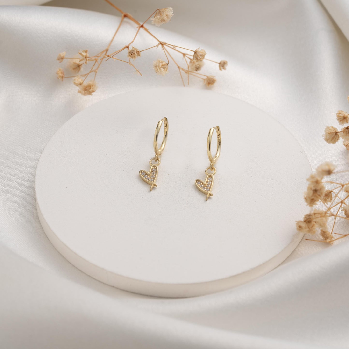 Crystal Heart Hoop Earrings - Elegant Minimalist Charm - Perfect Gift for Her