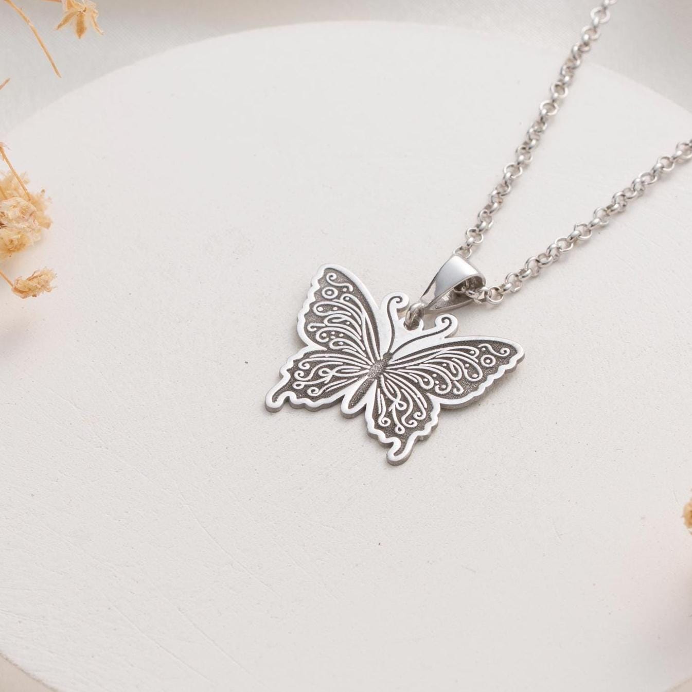 Butterfly Pendant Necklace - Elegant Silver Necklace for Her - Dainty Butterfly Gift Jewelry