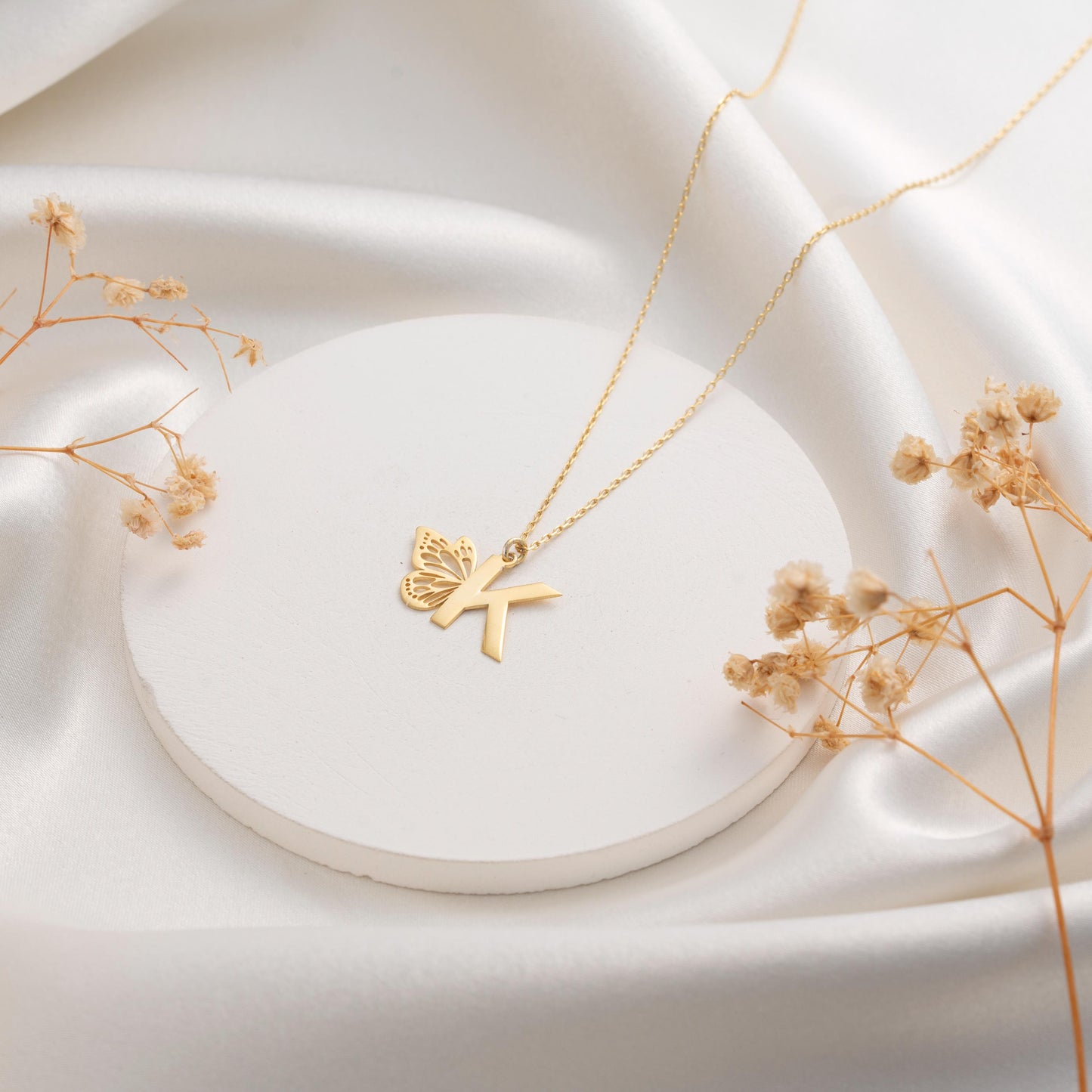 Personalized Butterfly Initial Necklace - Dainty Gold Pendant for Women