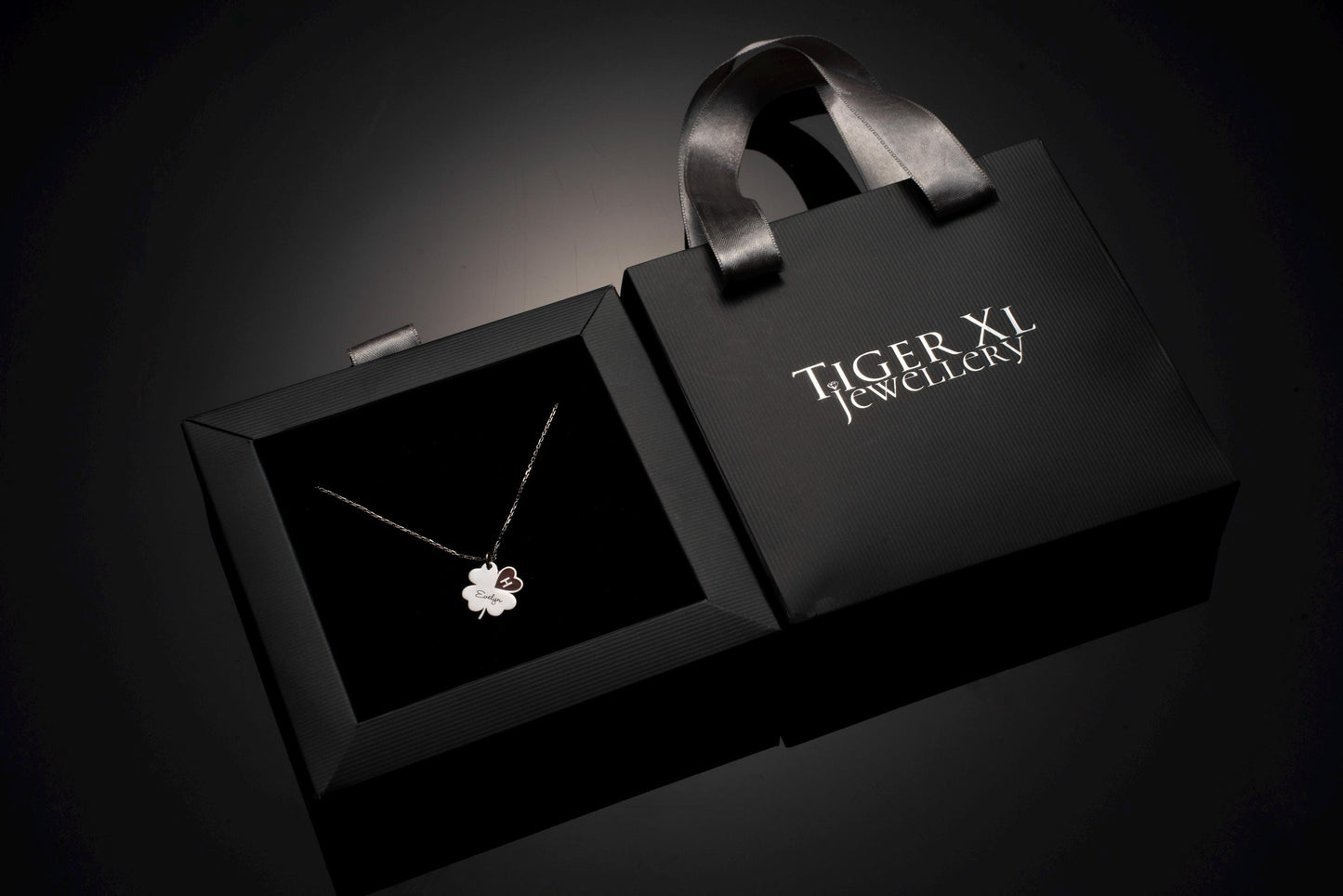 Lucky Four Leaf Clover Necklace - Personalized Silver Charm for Her