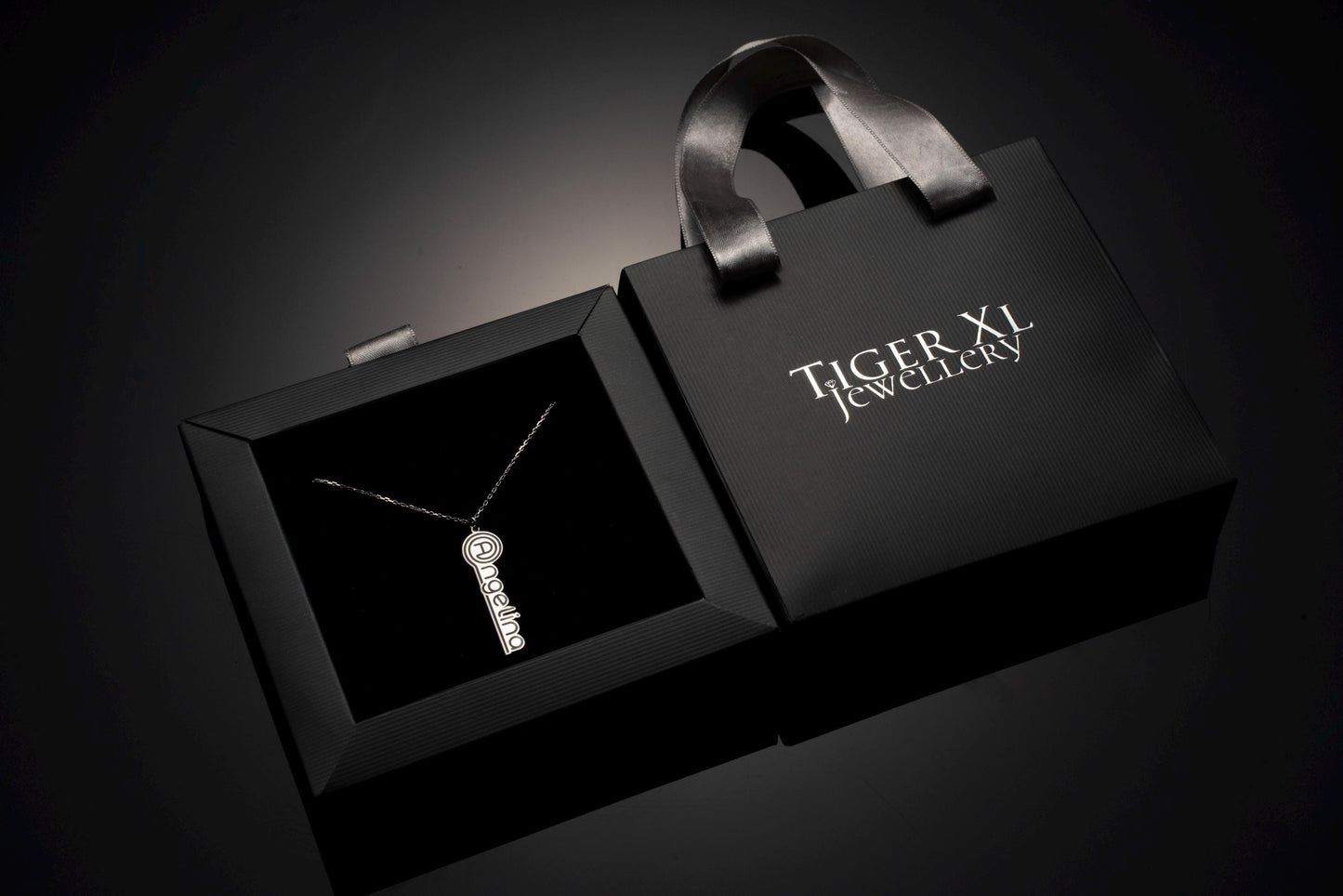 Chic Personalized Name Necklace with At Symbol Pendant - Custom Sterling Silver Jewelry for Her