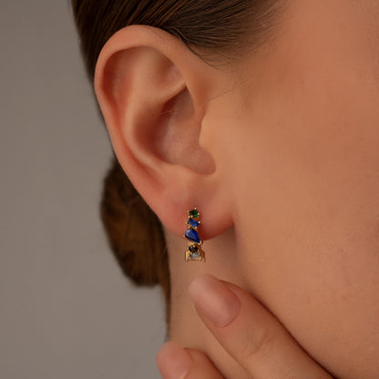 Glamorous Blue Crystal Earrings with Gold Studs - Perfect Gift for Her