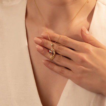 Vibrant Fish Pendant Necklace - Elegant 18K Gold Plated Enamel Charm for Her