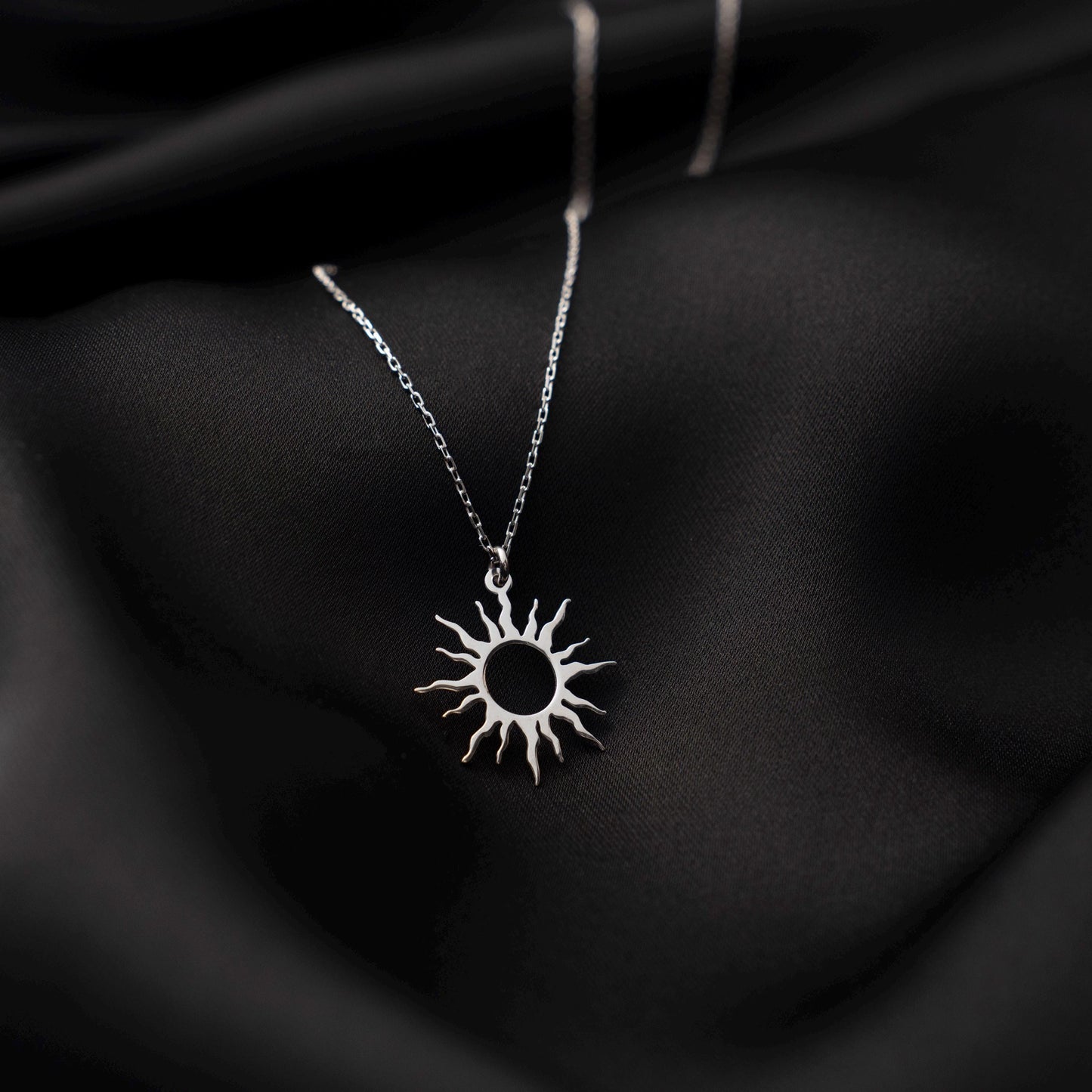 Sun Necklace, Sterling Silver Jewelry, Minimalist Sun Pendant, Celestial Gift for Her