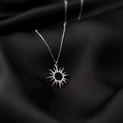 Sun Necklace, Sterling Silver Jewelry, Minimalist Sun Pendant, Celestial Gift for Her