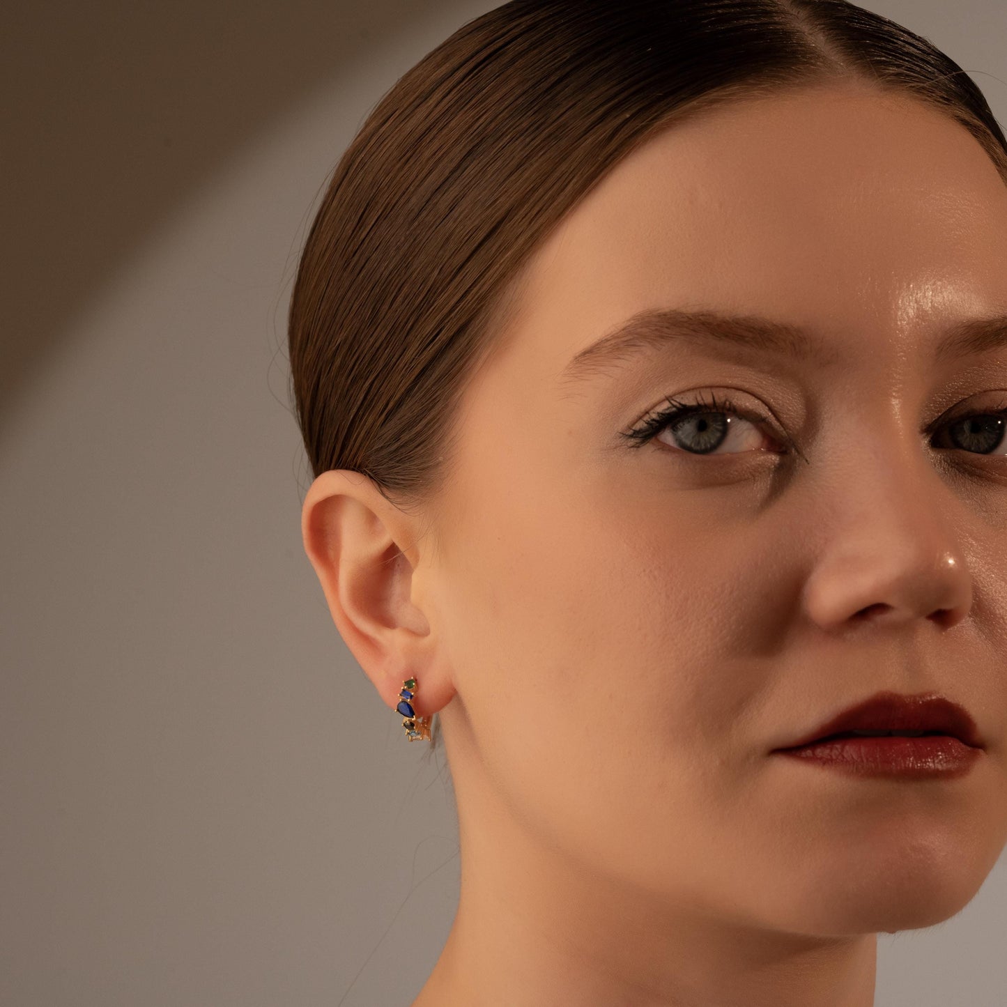 Glamorous Blue Crystal Earrings with Gold Studs - Perfect Gift for Her