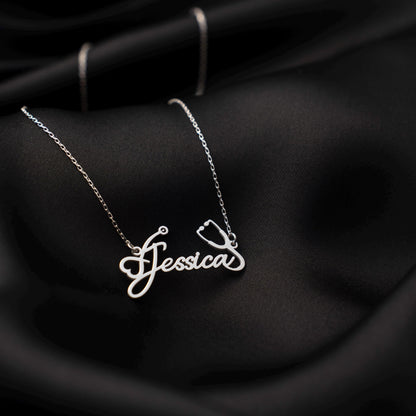 Customized Stethoscope Necklace for Doctors, Sterling Silver Medical Gift