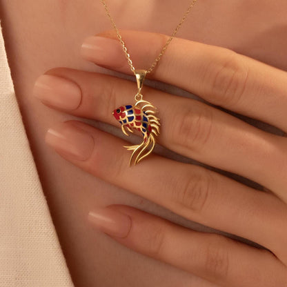 Vibrant Fish Pendant Necklace - Elegant 18K Gold Plated Enamel Charm for Her