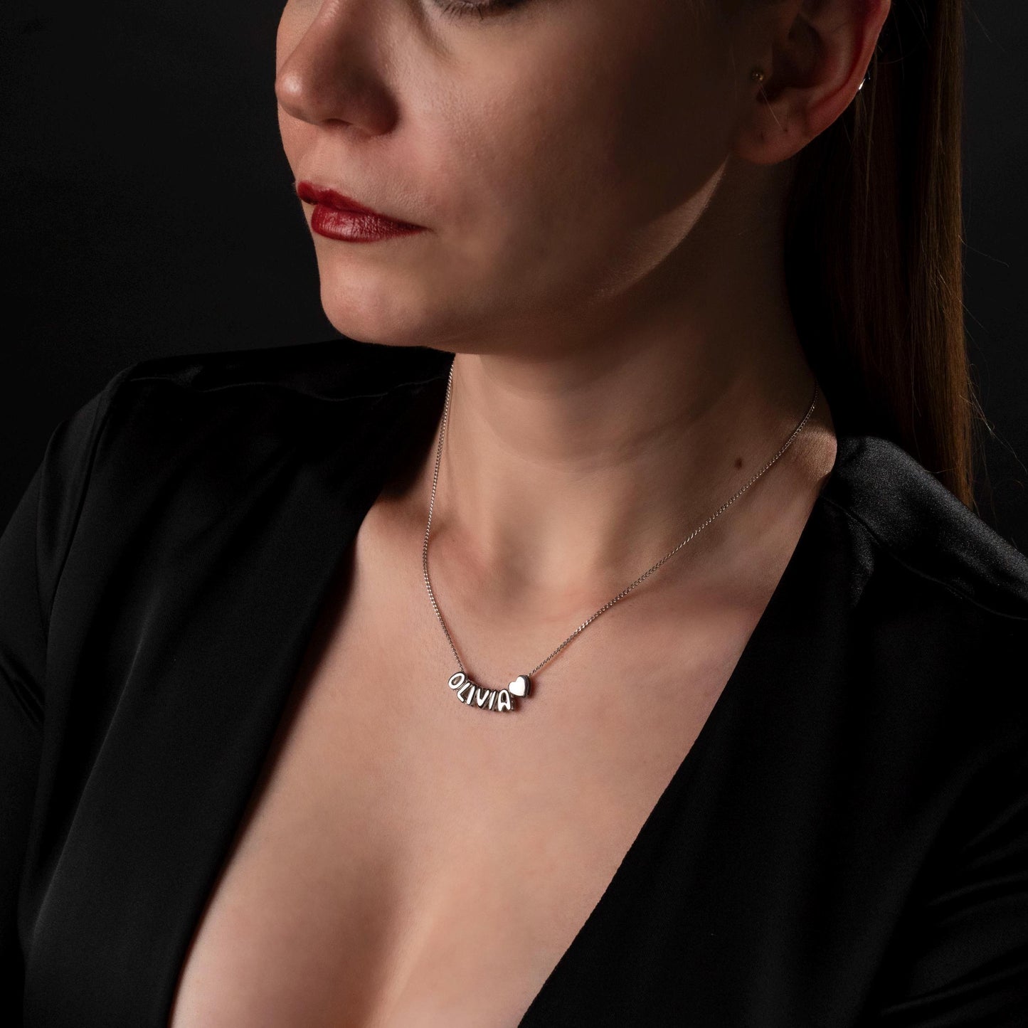 Personalized Bubble Letter Necklace - Custom Name Jewelry in Silver or 18K Gold Plated