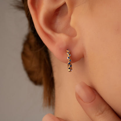 Chic Blue Crystal Drop Earrings: Elegant Gold Studs - Perfect Gift for Her