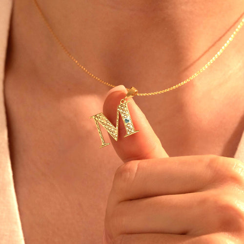 Custom Initial Pendant Necklace – Personalized Gold Letter Jewelry for Her