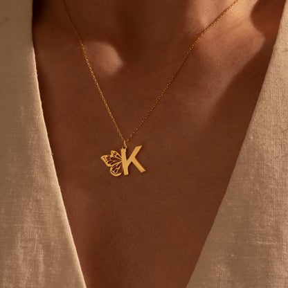 Personalized Butterfly Initial Necklace - Dainty Gold Pendant for Women