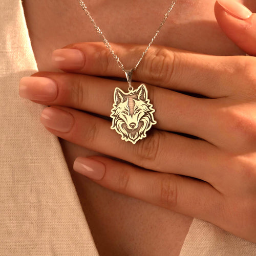 Silver Wolf Pendant Necklace - Animal Spirit Jewelry - Wilderness Gift for Her