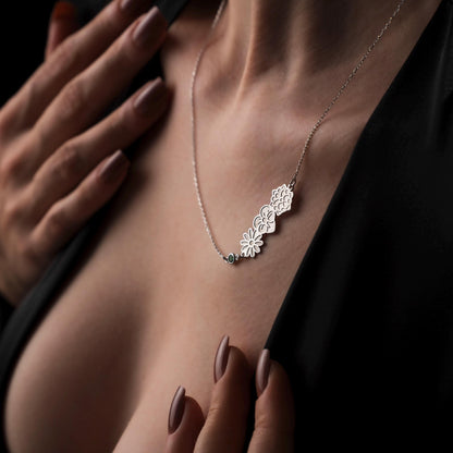 Elegant Birthstone Flower Necklace - Handcrafted 925 Silver Charm, Perfect Gift Idea