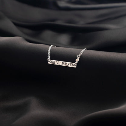 Timeless Roman Numeral Bracelet - Elegant Personalized Bar Jewelry in Silver or Gold