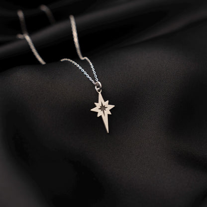 Guiding Light Necklace - Sterling Silver North Star Pendant, Minimalist Celestial Jewelry