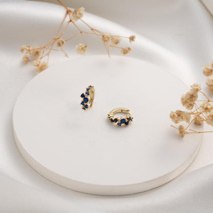 Boho Chic Blue Crystal Earrings with Gold Studs - Perfect Gift for Her