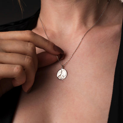 Peace Symbol Necklace, Sterling Silver Pendant, Hippie Jewelry, Meaningful Gift for Her, Unity Charm
