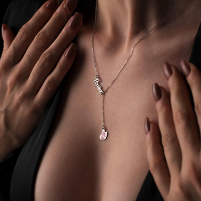 Enamel Butterfly Personalized Necklace - Elegant 925 Silver Jewelry for Her