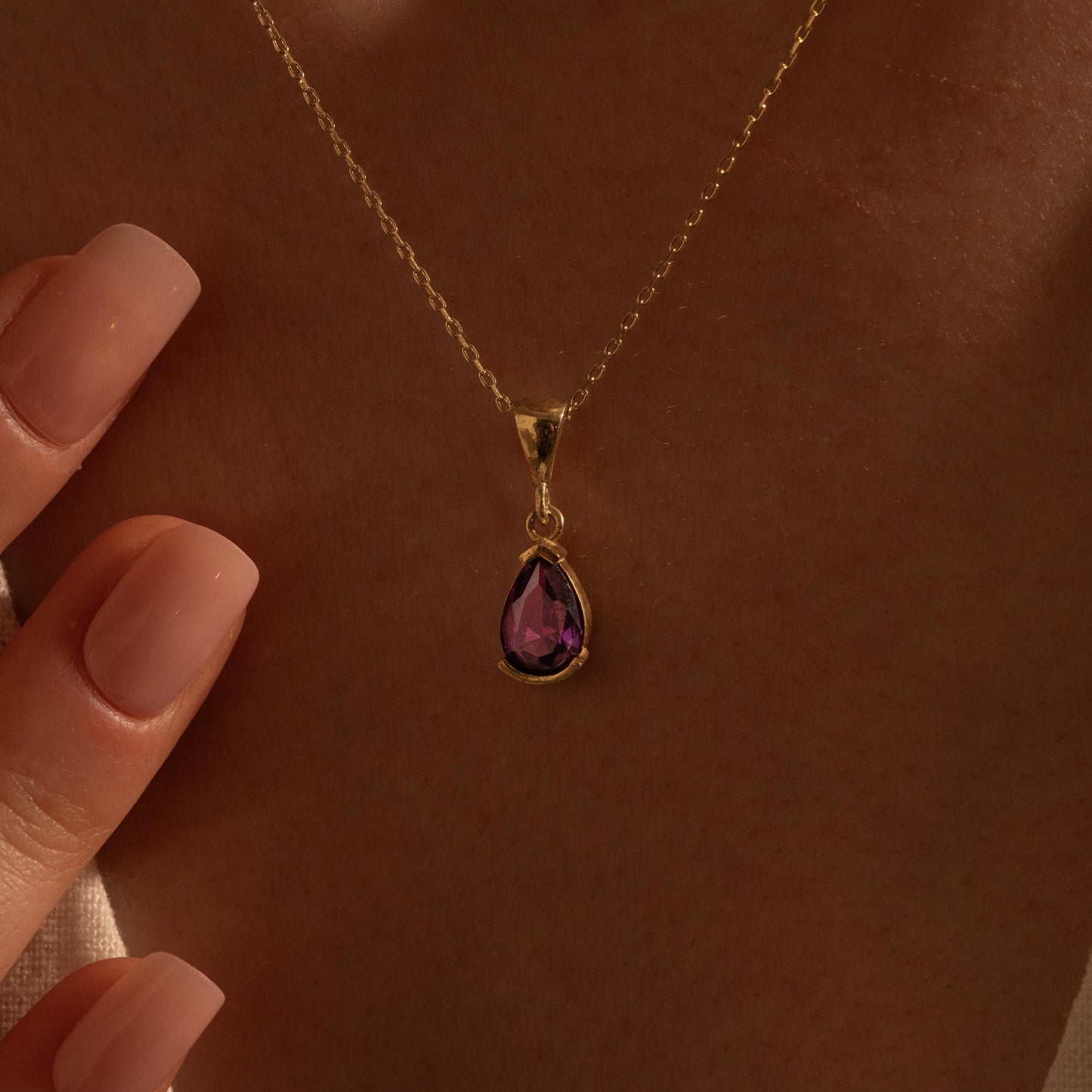 Amethyst Teardrop Necklace - Stunning Gemstone Gift for Her