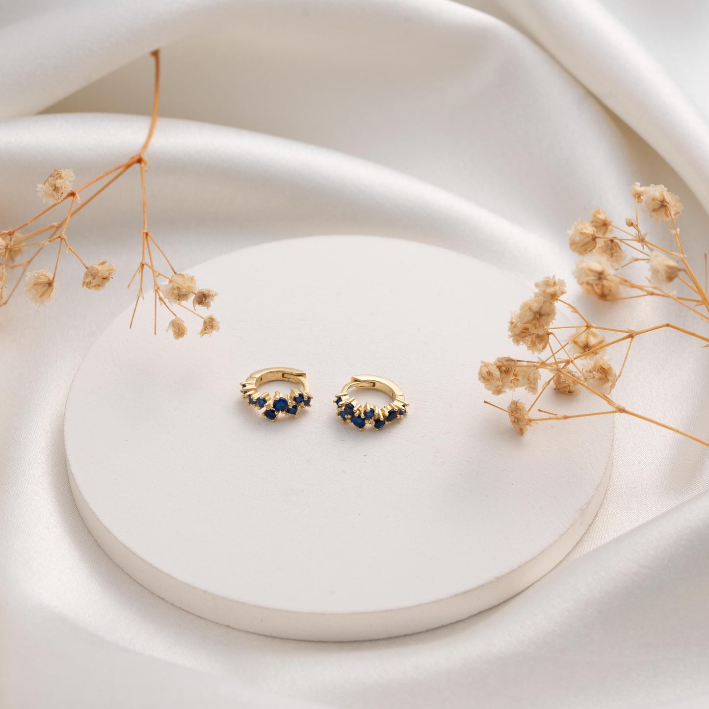 Boho Chic Blue Crystal Earrings with Gold Studs - Perfect Gift for Her