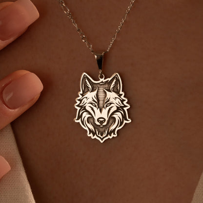 Silver Wolf Pendant Necklace - Animal Spirit Jewelry - Wilderness Gift for Her