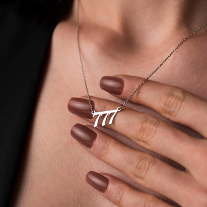 Custom Spiritual Gift with 777 Angel Number - Lucky Sterling Silver Necklace