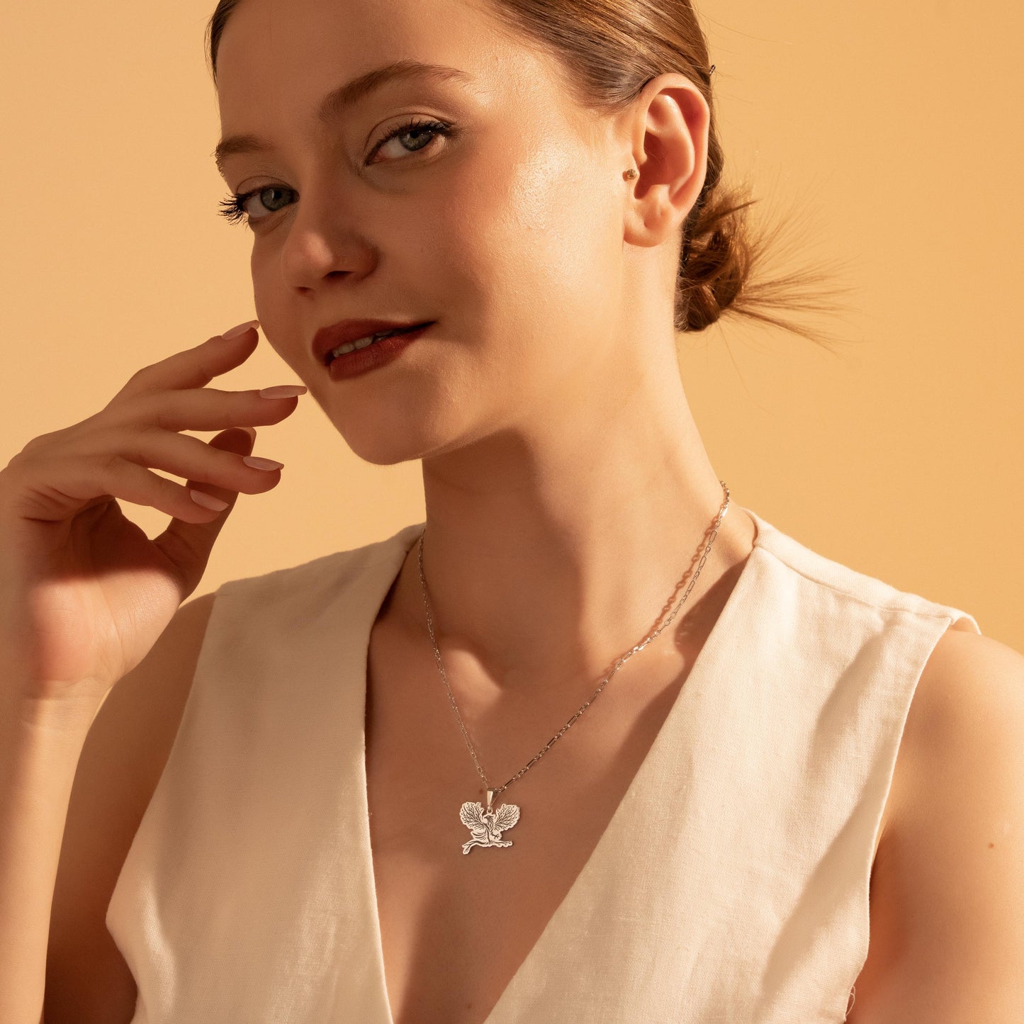 Phoenix Bird Silver Necklace – Rising from the Ashes Gift