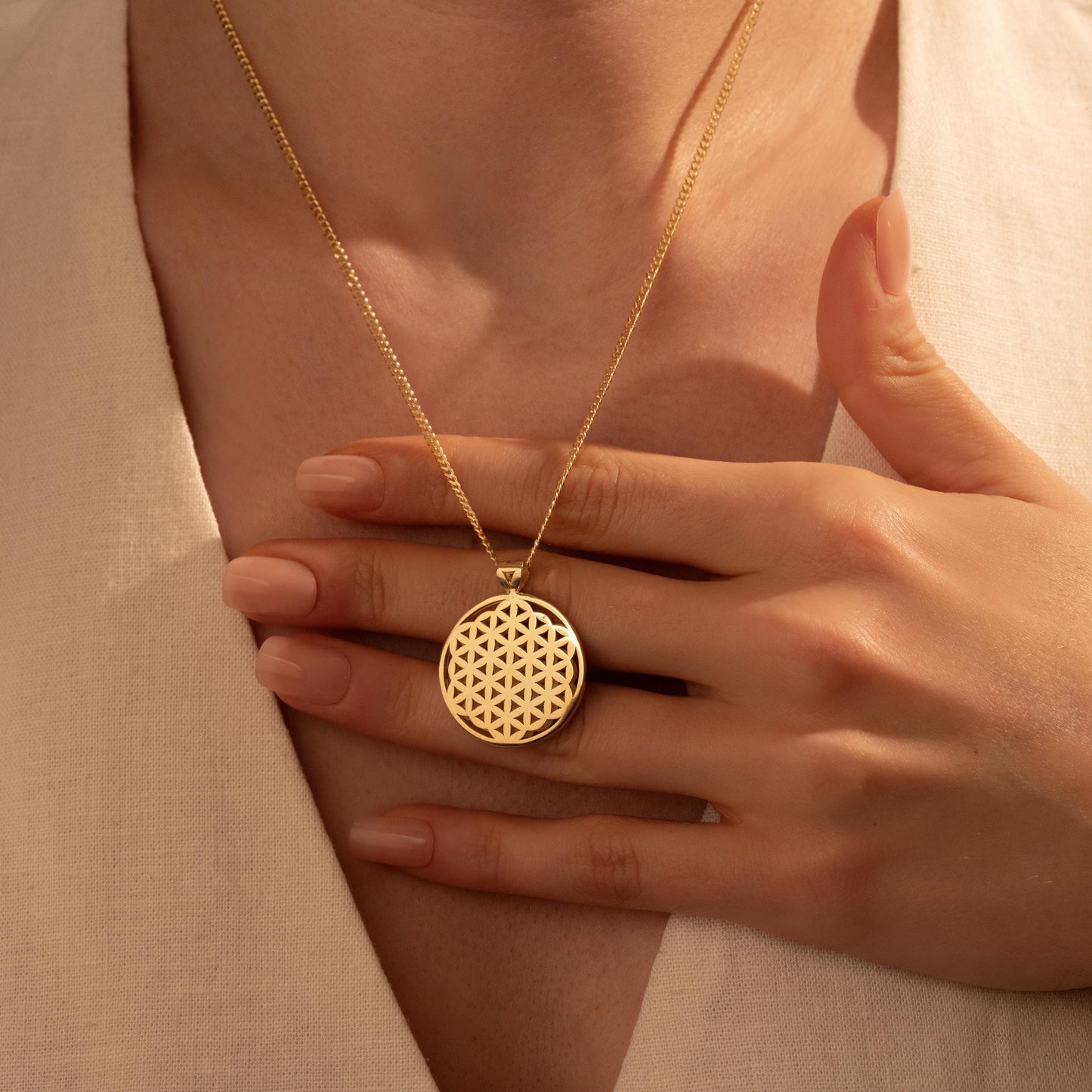 Gift of Sacred Geometry - Stunning Flower of Life Necklace in Gold