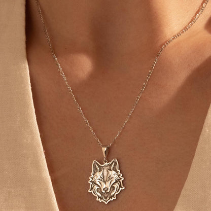 Silver Wolf Pendant Necklace - Animal Spirit Jewelry - Wilderness Gift for Her