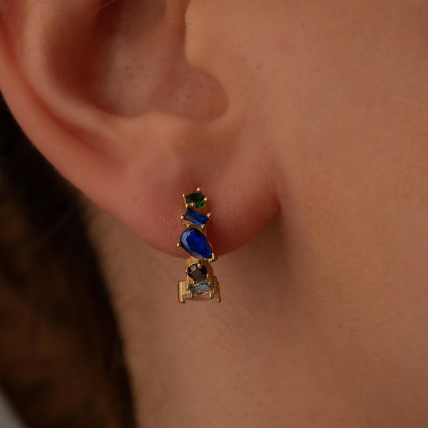 Glamorous Blue Crystal Earrings with Gold Studs - Perfect Gift for Her