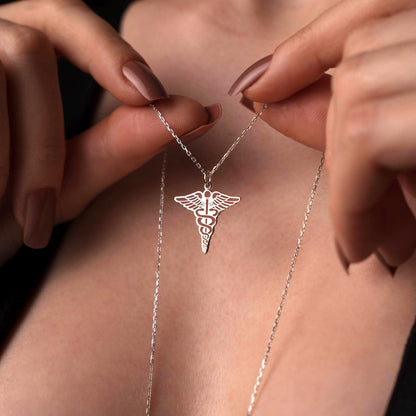 Caduceus Pendant Necklace for Healthcare Heroes - Gift for Doctors and Nurses