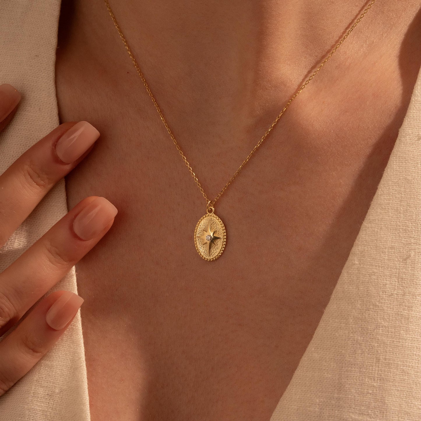 Vintage Star Pendant Necklace - Custom North Star Gift for Her, 18K Gold Plated