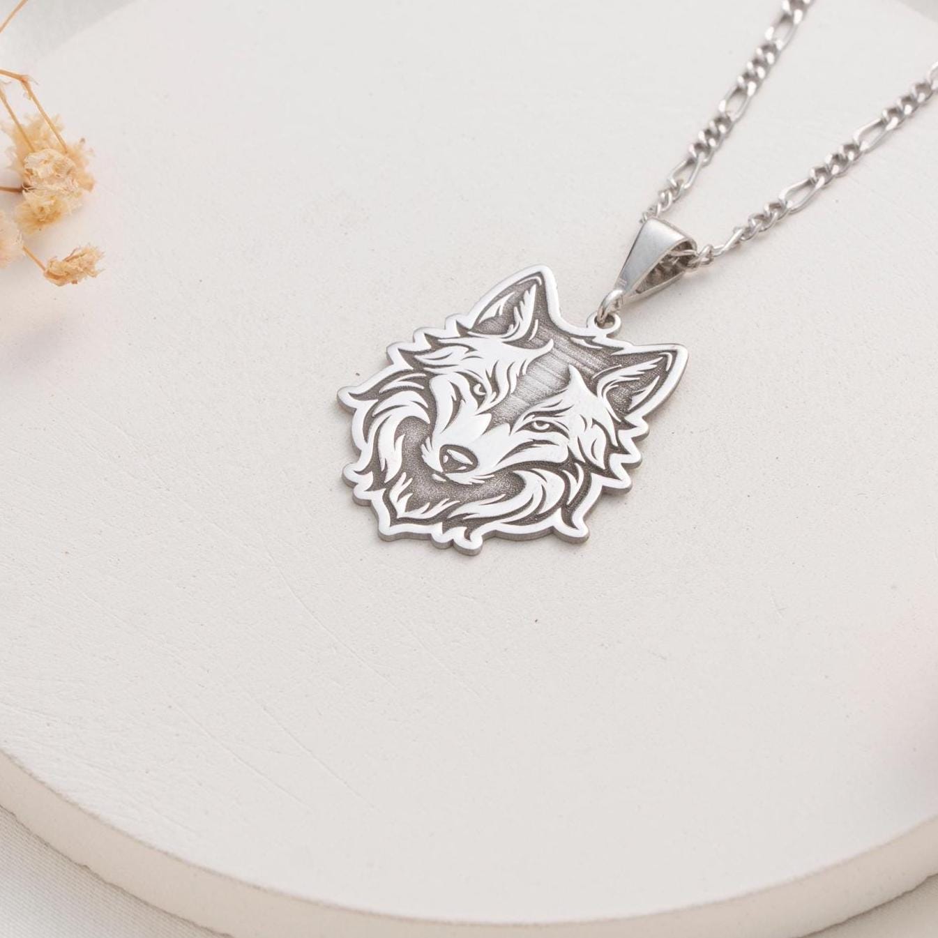 Silver Wolf Pendant Necklace - Animal Spirit Jewelry - Wilderness Gift for Her