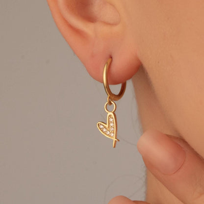 Crystal Heart Hoop Earrings - Elegant Minimalist Charm - Perfect Gift for Her