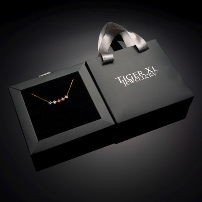 Meaningful Gold Birthstone Bar Necklace - Custom Family Gemstones, Personalized for Mom