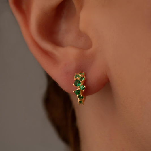 Sparkling Crystal Hoops in Emerald Green - Chic and Dainty Jewelry for Her