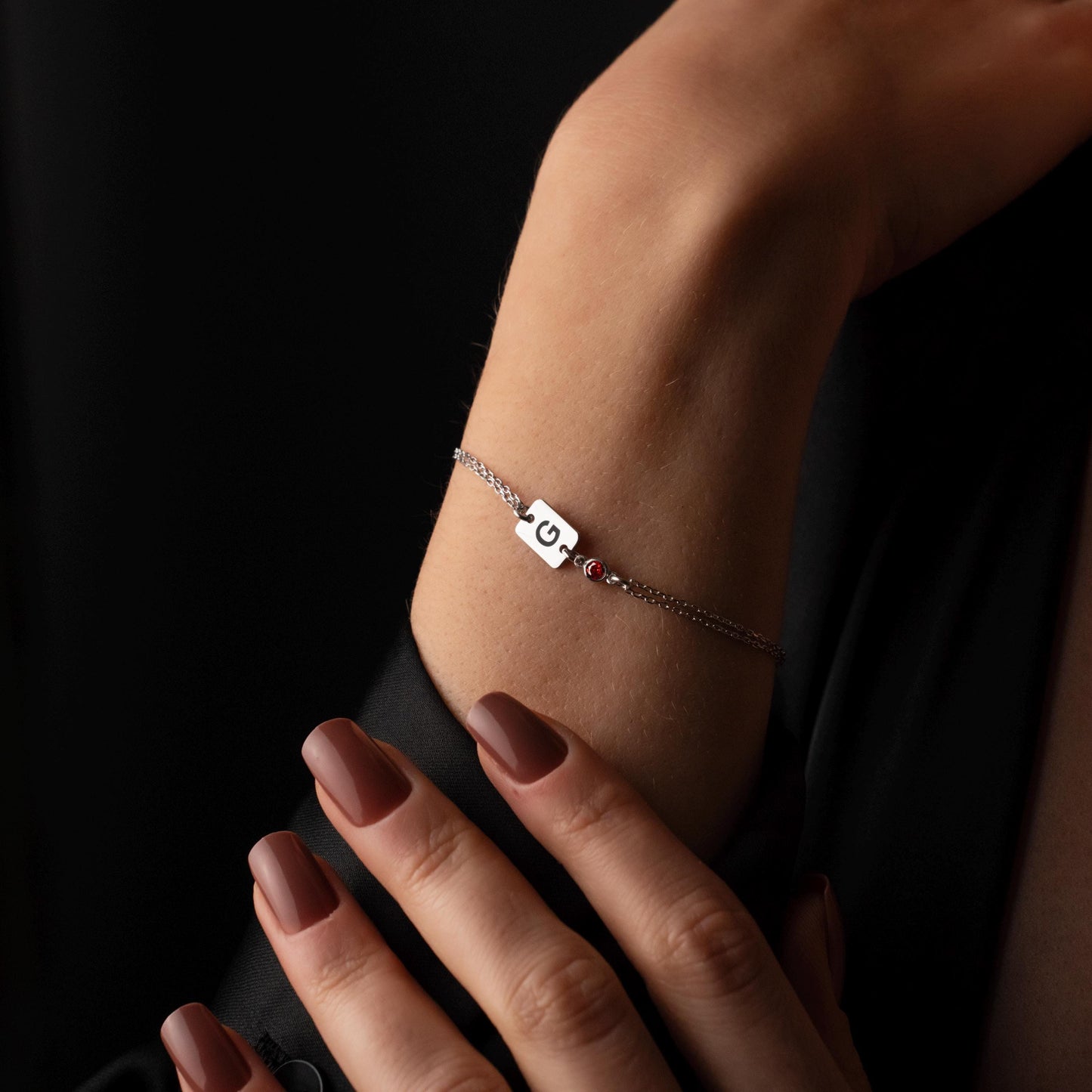 Dainty Initial Bracelet with Birthstone Charm - A Unique Personalized Gift for Her