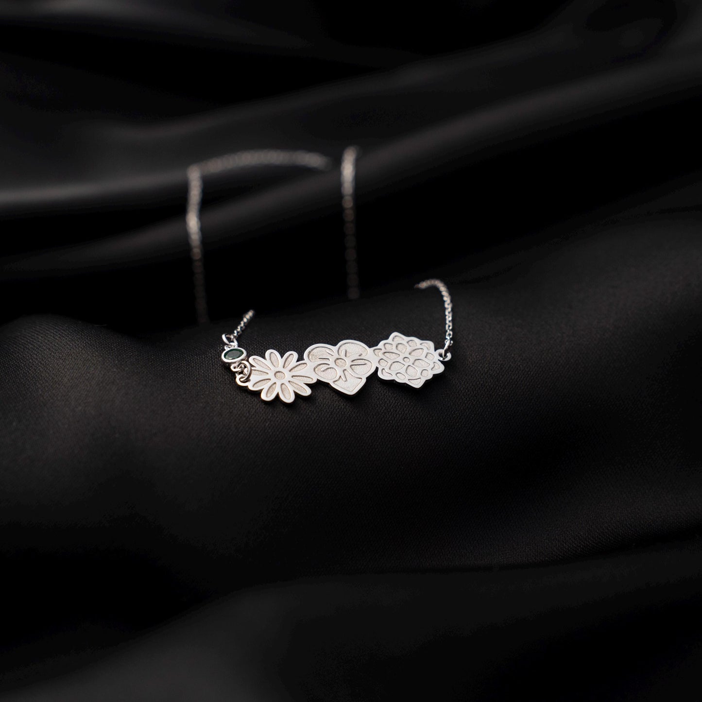 Elegant Birthstone Flower Necklace - Handcrafted 925 Silver Charm, Perfect Gift Idea