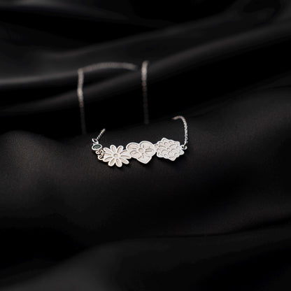 Elegant Birthstone Flower Necklace - Handcrafted 925 Silver Charm, Perfect Gift Idea