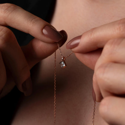 Custom Birthstone Pendant for Her - Handcrafted Family Jewelry, Geometric Silver Necklace, Thoughtful Gift Idea