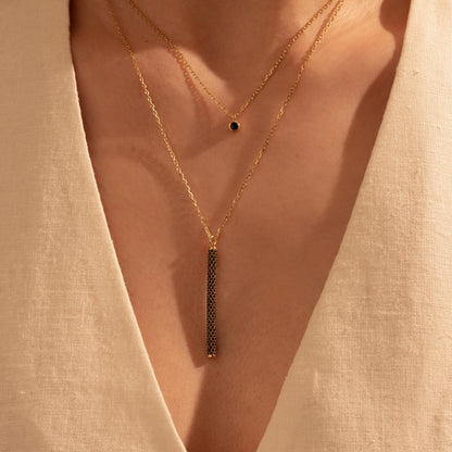 Chic Layered Gold Necklace with Bar Pendant - Minimalist Jewelry Gift