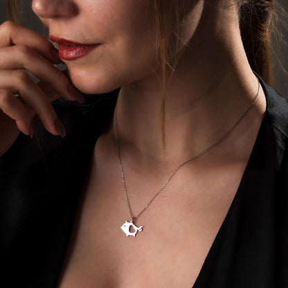 Adorable Heart Pig Necklace for Animal Lovers - Handcrafted Sterling Silver Pendant