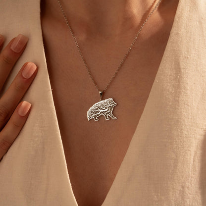 Silver Hedgehog Necklace – Nature Inspired Gift for Her