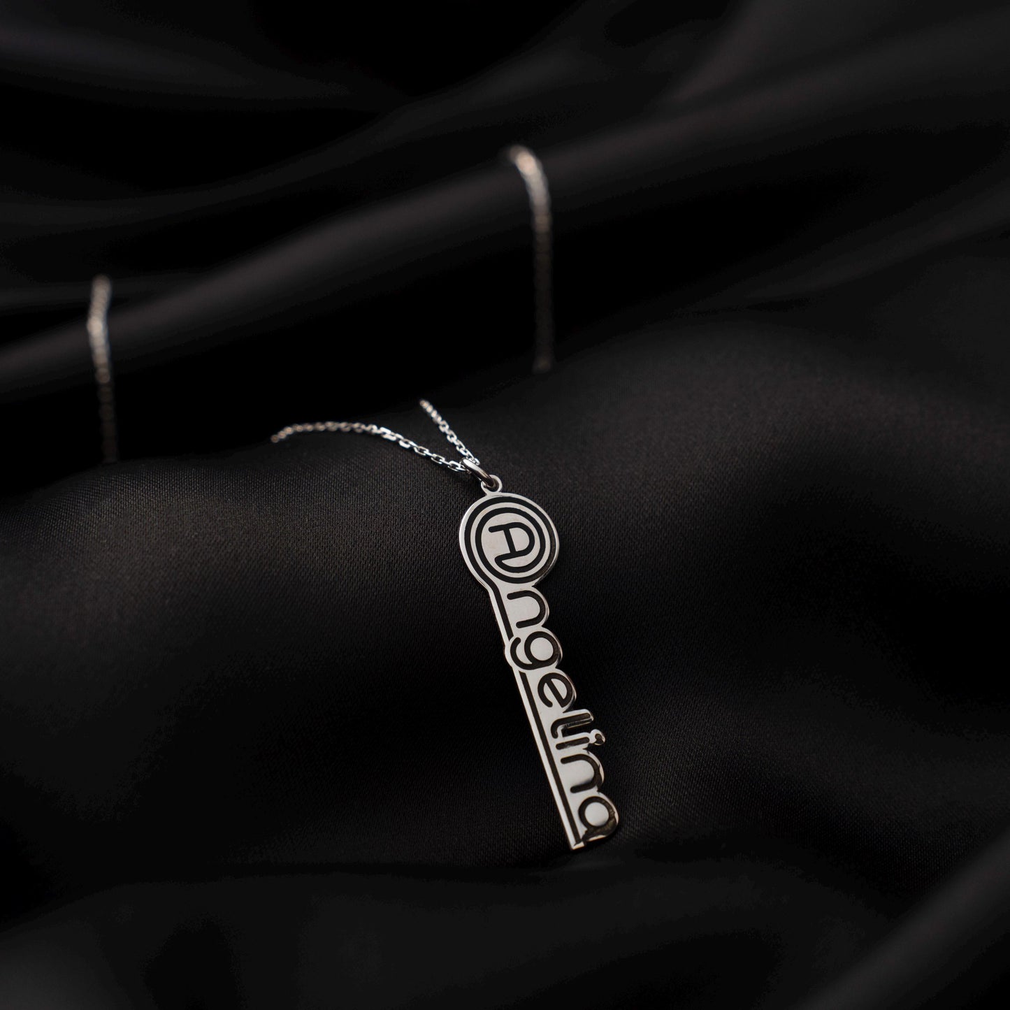 Chic Personalized Name Necklace with At Symbol Pendant - Custom Sterling Silver Jewelry for Her