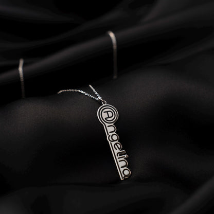 Chic Personalized Name Necklace with At Symbol Pendant - Custom Sterling Silver Jewelry for Her