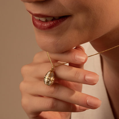 Vintage Enamel Egg Necklace – Elegant Easter Pendant Jewelry