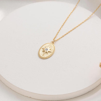 Vintage Star Pendant Necklace - Custom North Star Gift for Her, 18K Gold Plated