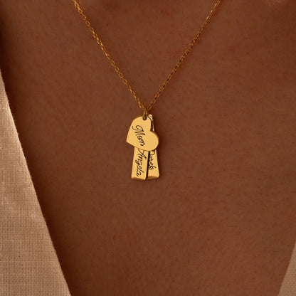 Personalized Heart Tag Necklace for Mom - Custom Name Charm, Gift for Her
