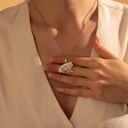 Silver Hedgehog Necklace – Nature Inspired Gift for Her